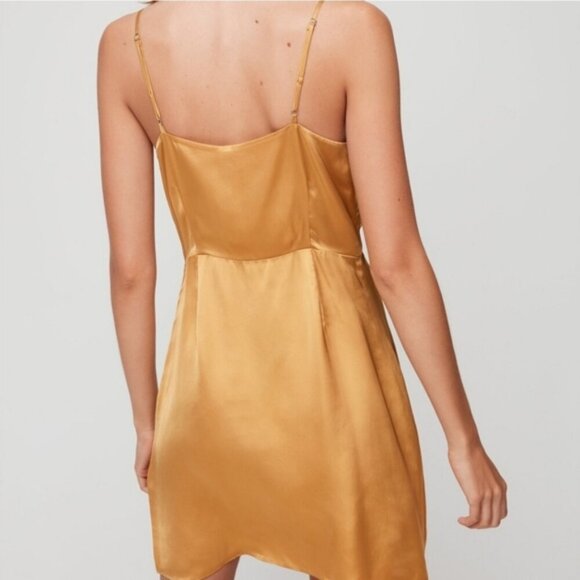 Aritzia Wilfred Isabelle Strappy '90s Mini Dress in Olive Beige Women's Size 2 - Picture 10 of 11